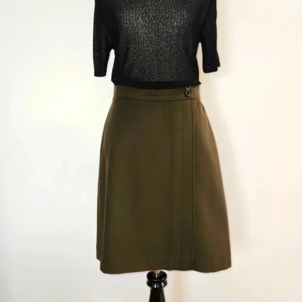 ||ANN TAYLOR|| wool skirt, Sz 2, Army Green, Knee Length